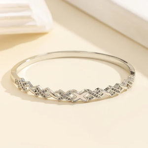 Sparkling X Style Enamel Silver Bracelet