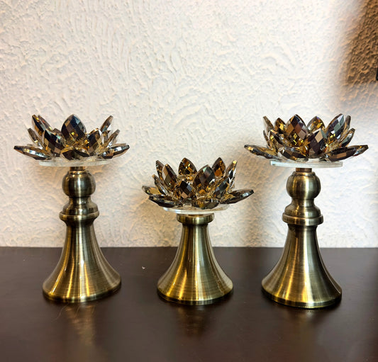 Candle Holders with Crystal - 3 PCs