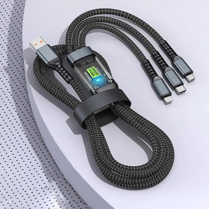 D-11 3in1 Multifunctional Convenient Super Fast Charging Data Cable With Data Transfer Function 1 Pc