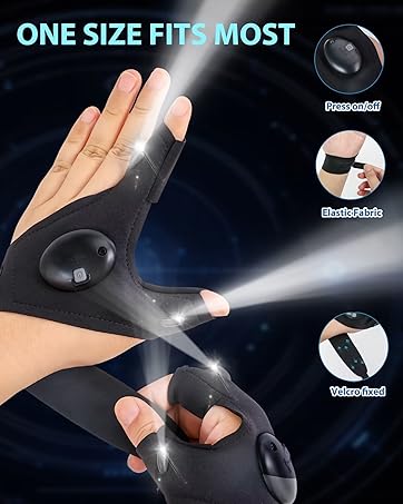 LED Flashlight Gloves,Essentials Cool Gadgets Tools for Fishing Repairing