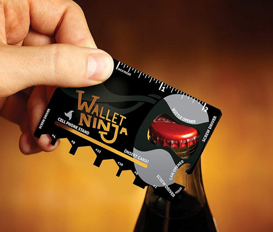 Wallet Ninja 18 in 1 Card Multitool Survival Gadget Outdoor Multi Tool Stainless Steel - Black
